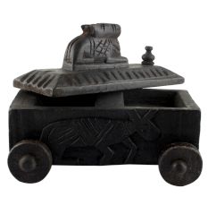 Vintage Handcrafted Old Nandi Wooden Spice Box Masala Dabba Spice Box